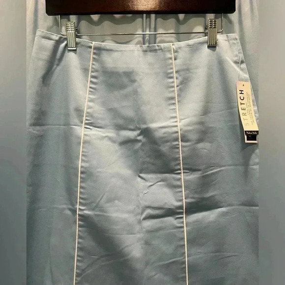 Madison Studio Women's Blue Stretch Lined Skirt Knee Length Size 8 - Picture 5 of 11